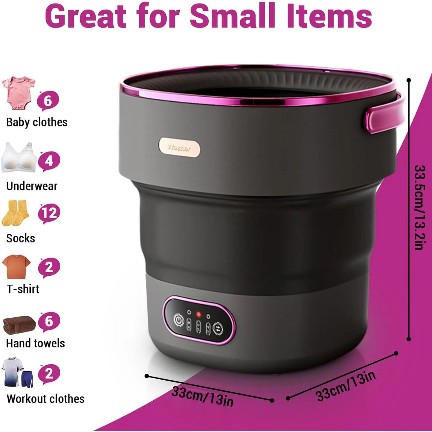 Acekool Portable Foldable Mini Washing Machine With Spin Basket