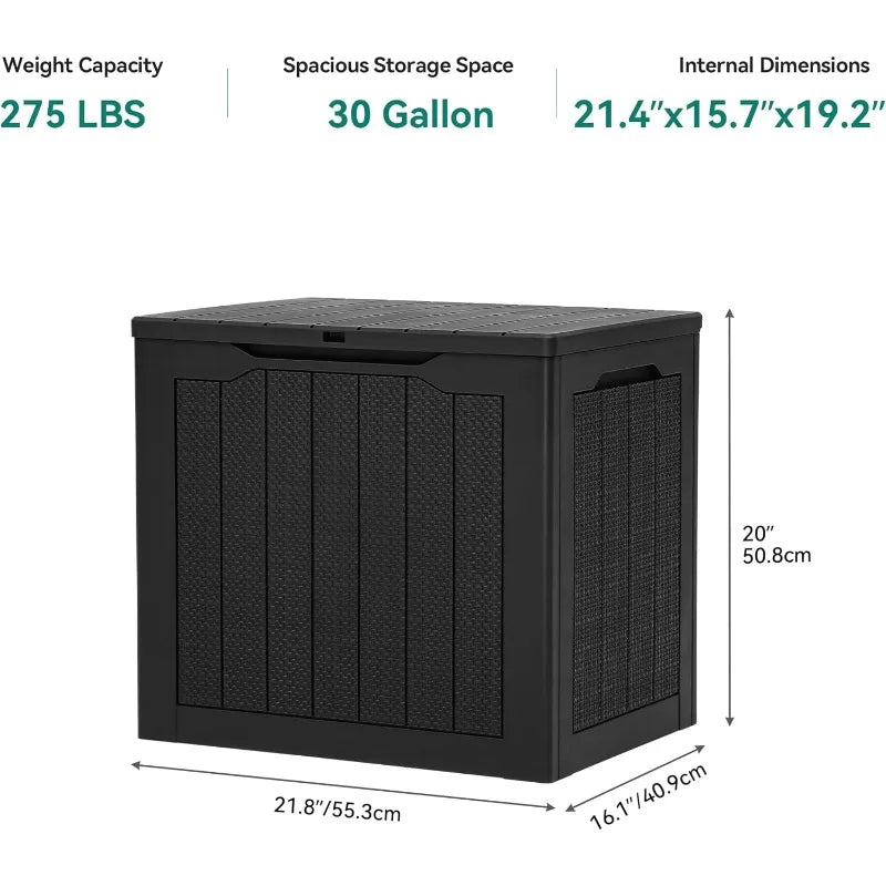 Outdoor Resin Rattan Style Deck Box Lockable Storage Container