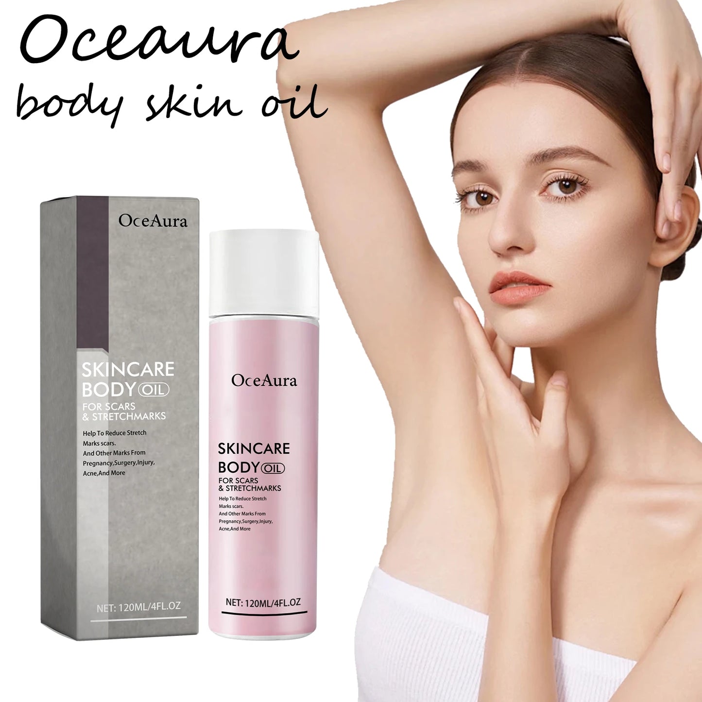 OceAura Non Greasy Body Skin Care Oil For Scars Wrinkles