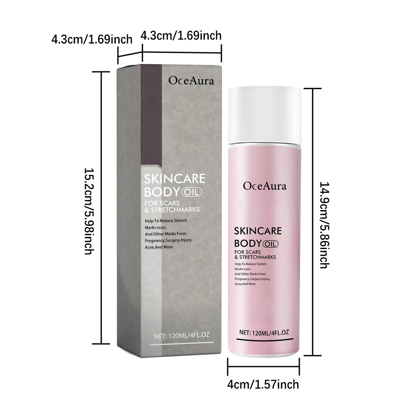 OceAura Non Greasy Body Skin Care Oil For Scars Wrinkles