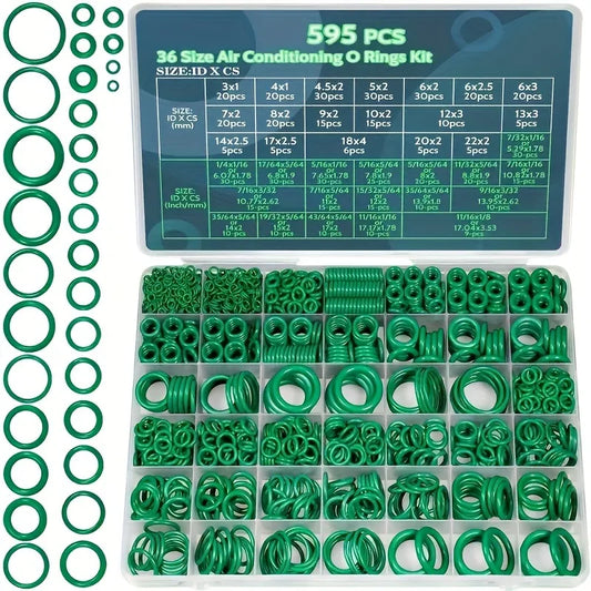 YIYUEQIANLI Air Conditioning O Ring Kit 595Pcs Sealing Rubber