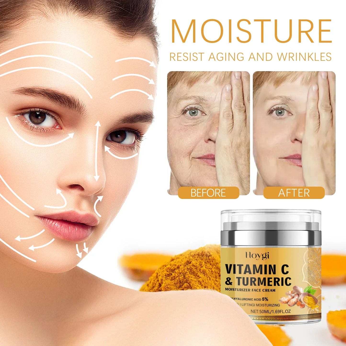 Hoygi Vitamin C Turmeric Moisturizer Face Cream For Brightening