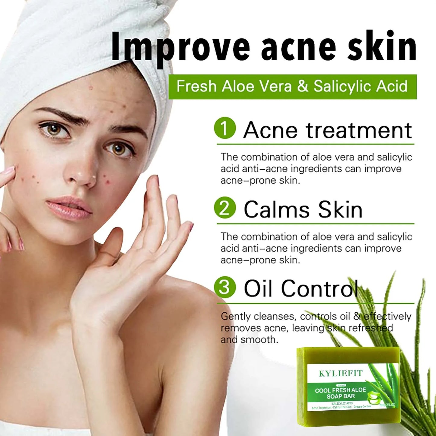 AILKE Aloe Vera Soap All Skin Types Brightening Acne