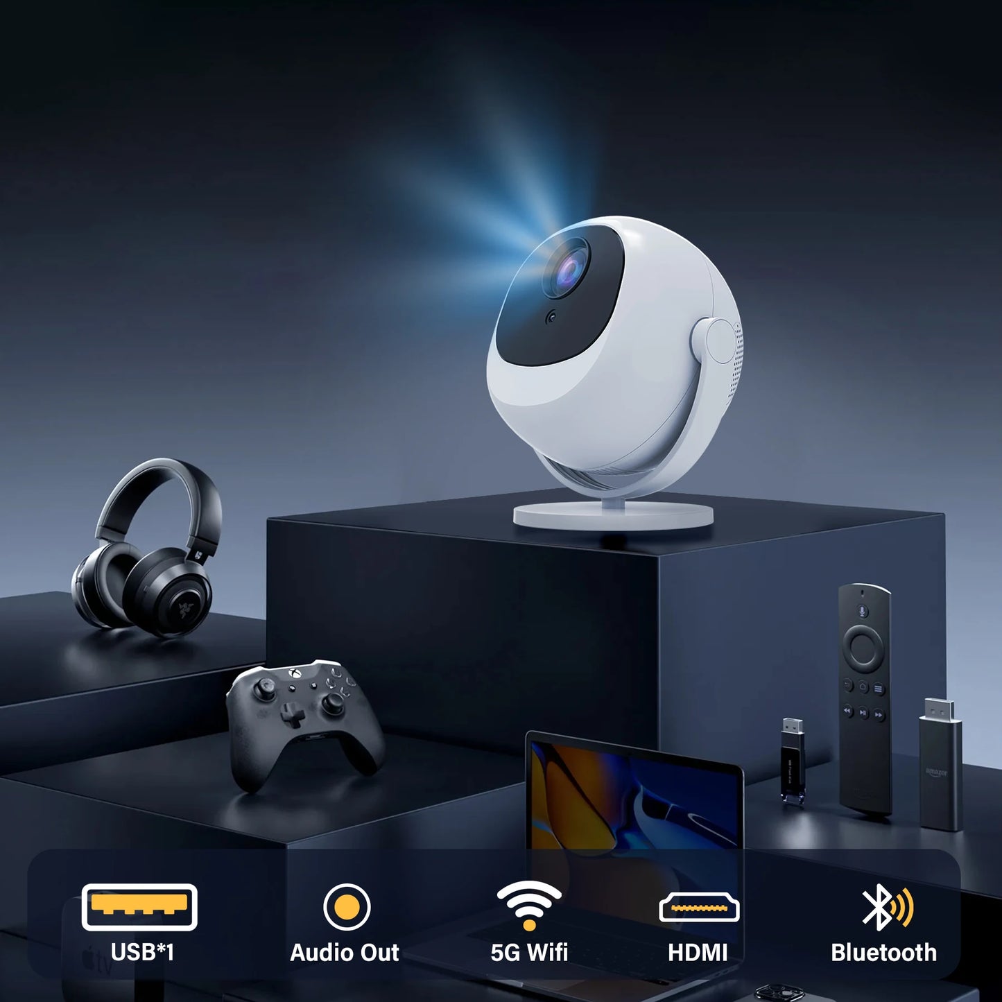 Salange P360 Portable Projector Android 11 Bluetooth 4.2 WiFi 6