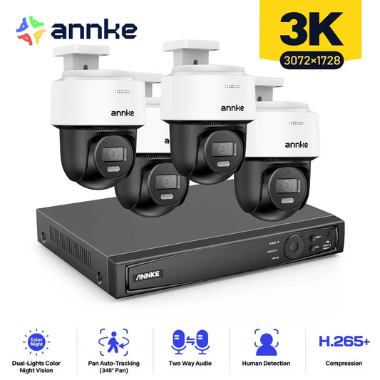 ANNKE 3K Surveillance System With Dual Light Dome Camera 12MP