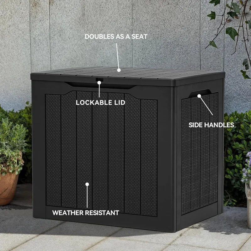 Outdoor Resin Rattan Style Deck Box Lockable Storage Container