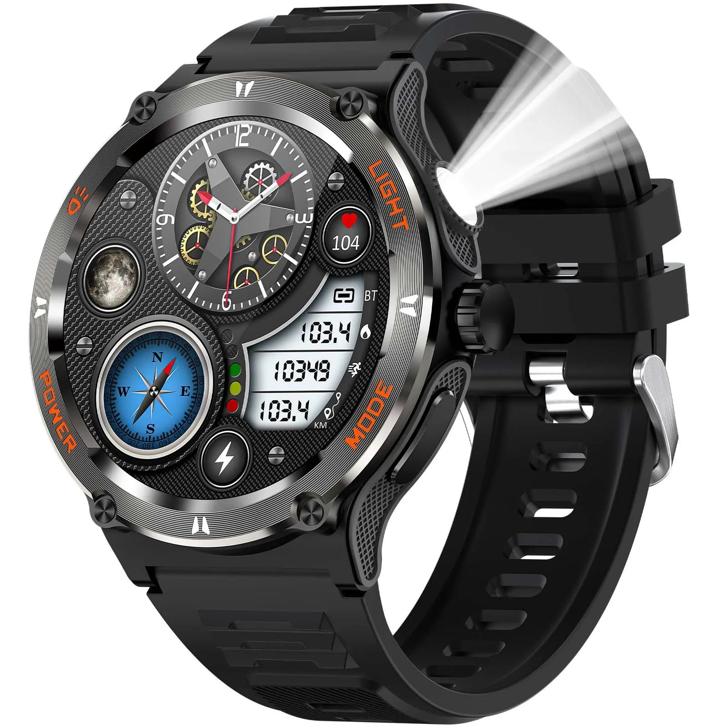 EIGIIS Smart Watch 3ATM Waterproof With Compass And LED Flashlight