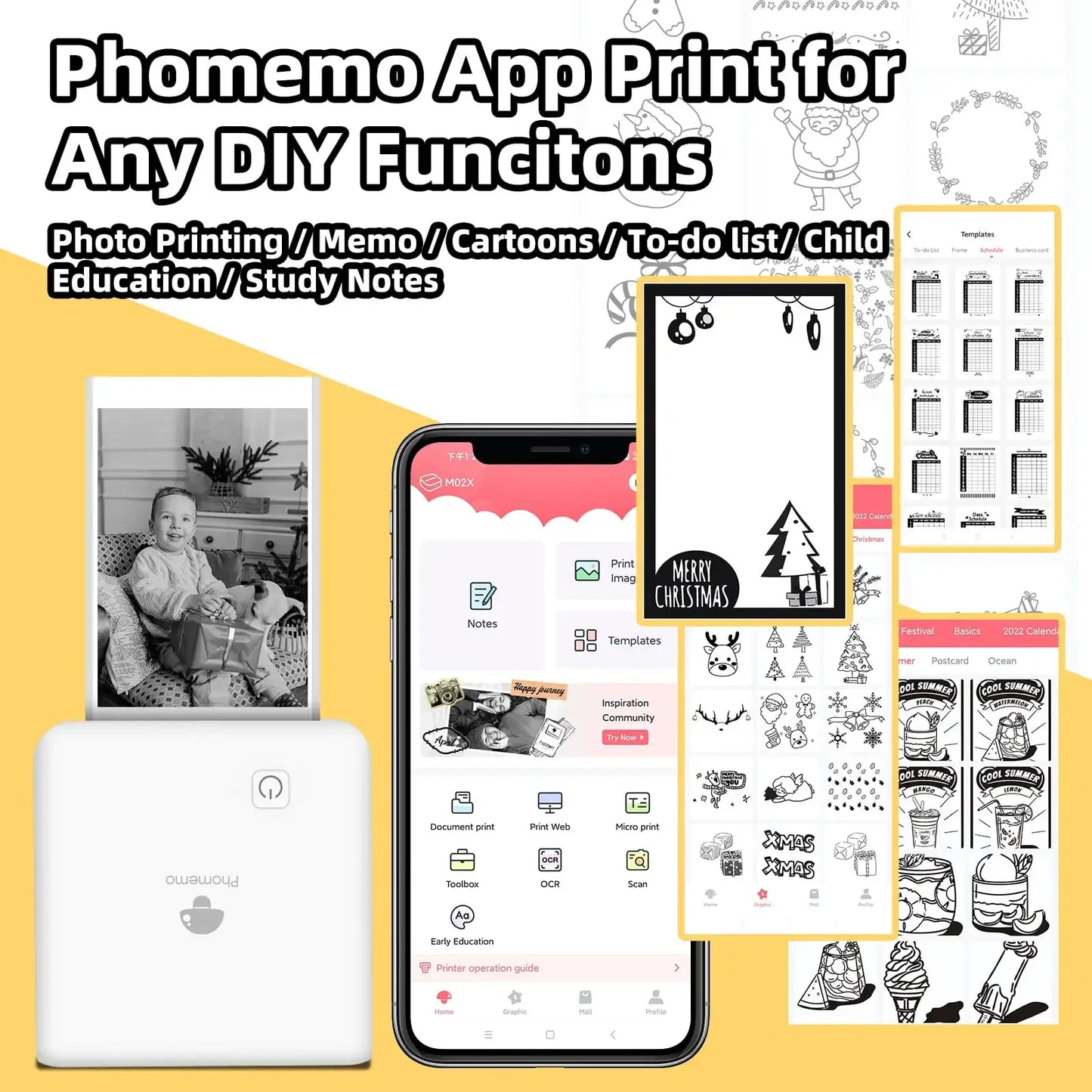 Phomemo M02 Pro Pocket Printer 300DPI Thermal Bluetooth For iOS And Android