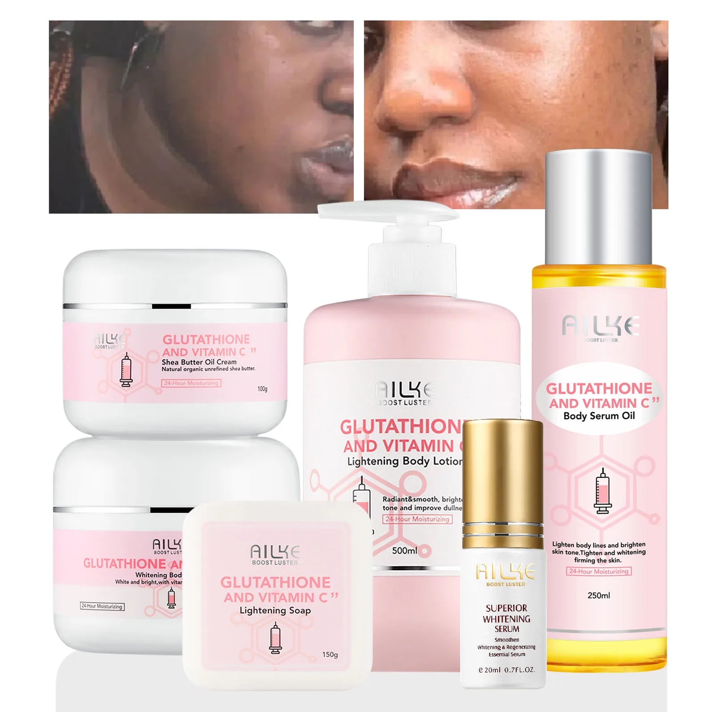 AILKE Glutathione and Vitamin C Kit for Whitening and Moisturizing