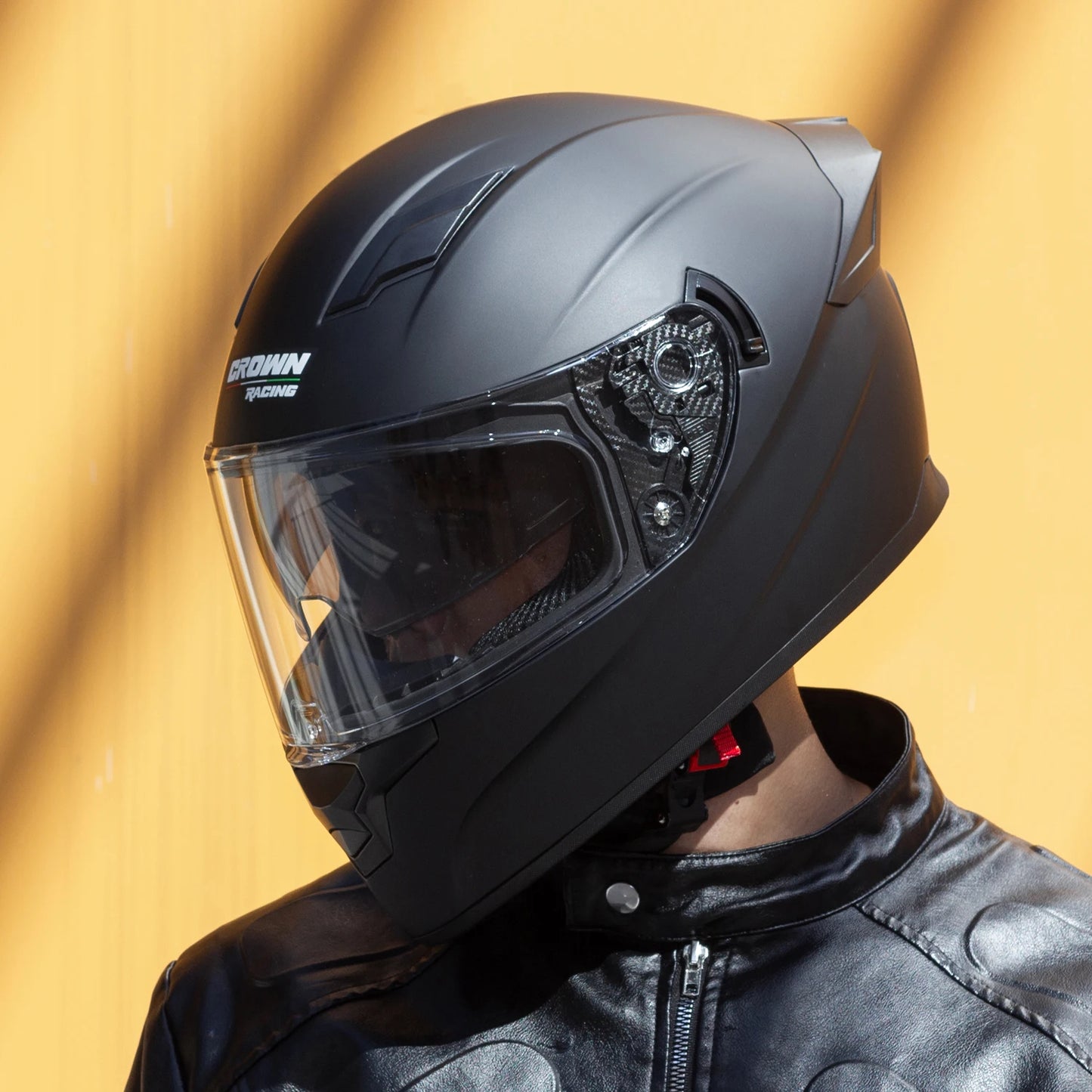 Crown Racing Full Face DOT Helmet With Built-In Sun Visor