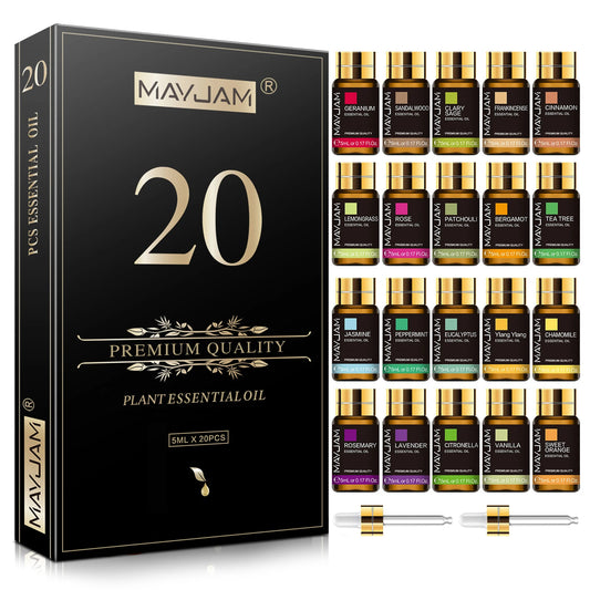 MAYJAM 20 Piece Essential Oil Gift Box Set Pure Plant Extracts For Diffusers Premium Collection