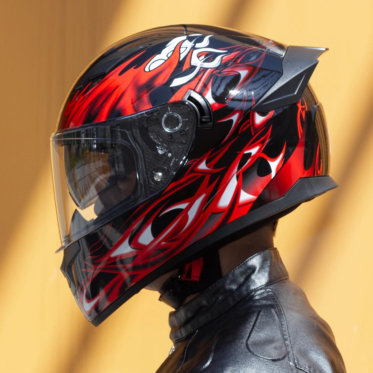 Crown Racing Full Face DOT Helmet With Built-In Sun Visor