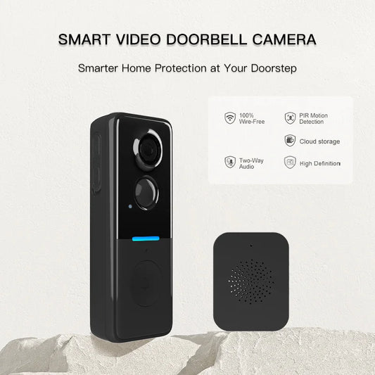 Wireless Doorbell Camera Battery Powered With Night Vision And Audio