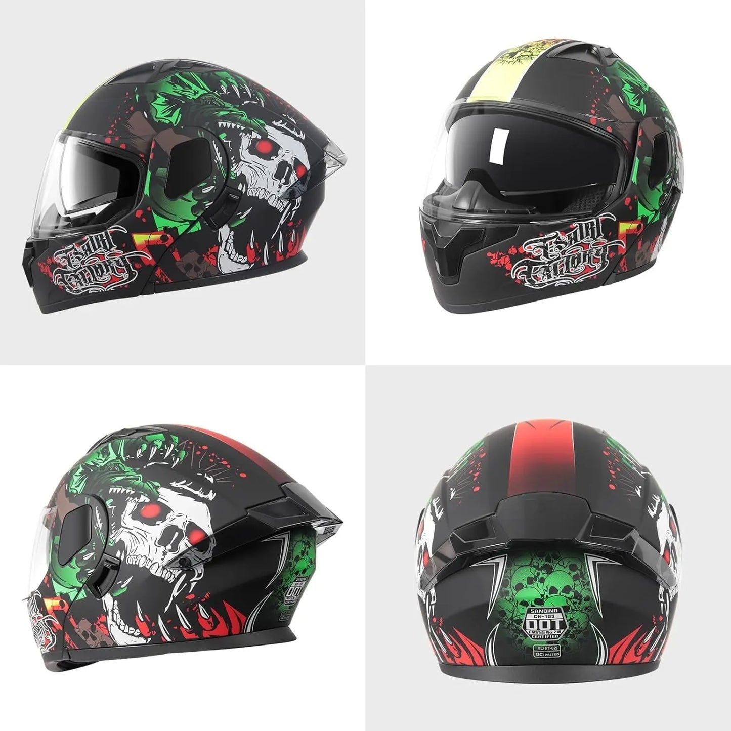 DOT Certified Full Face Modular Lightweight Motorcycle Helmet