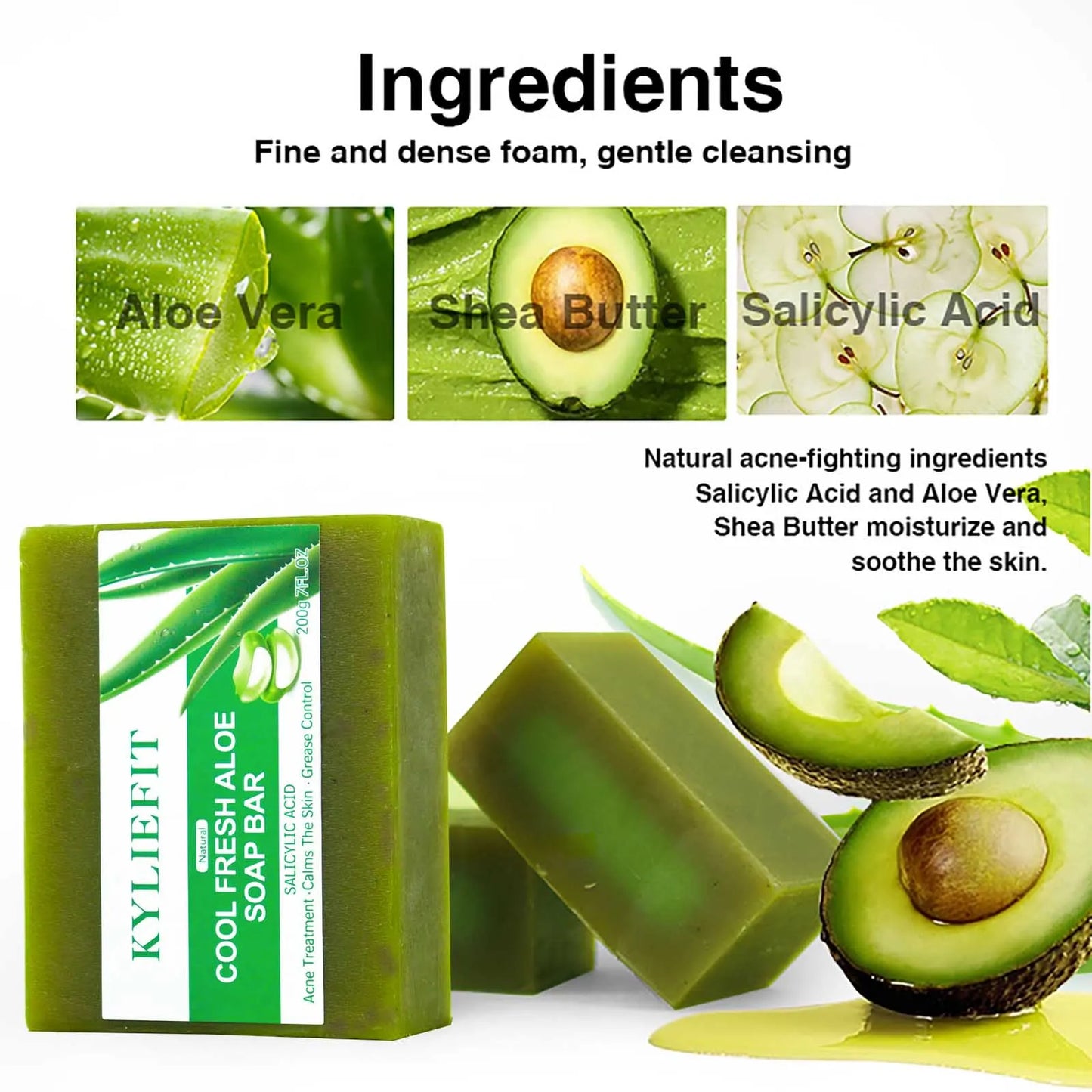 AILKE Aloe Vera Soap All Skin Types Brightening Acne