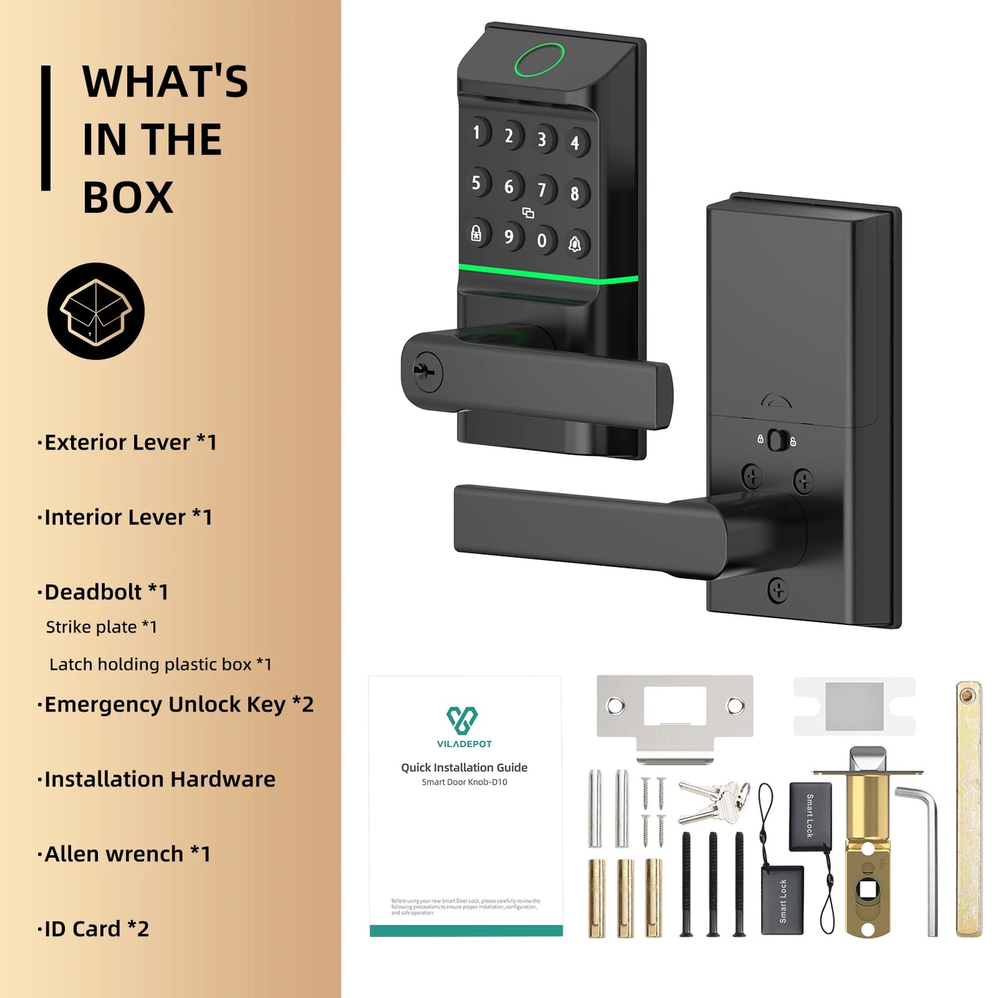 Viladepot Biometric Smart Lock With Fingerprint Door Access