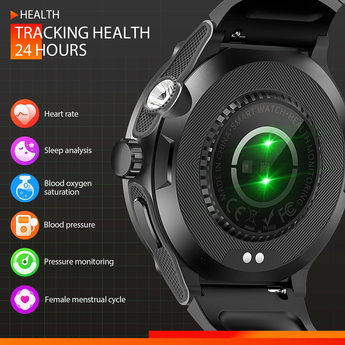 EIGIIS Smart Watch 3ATM Waterproof With Compass And LED Flashlight