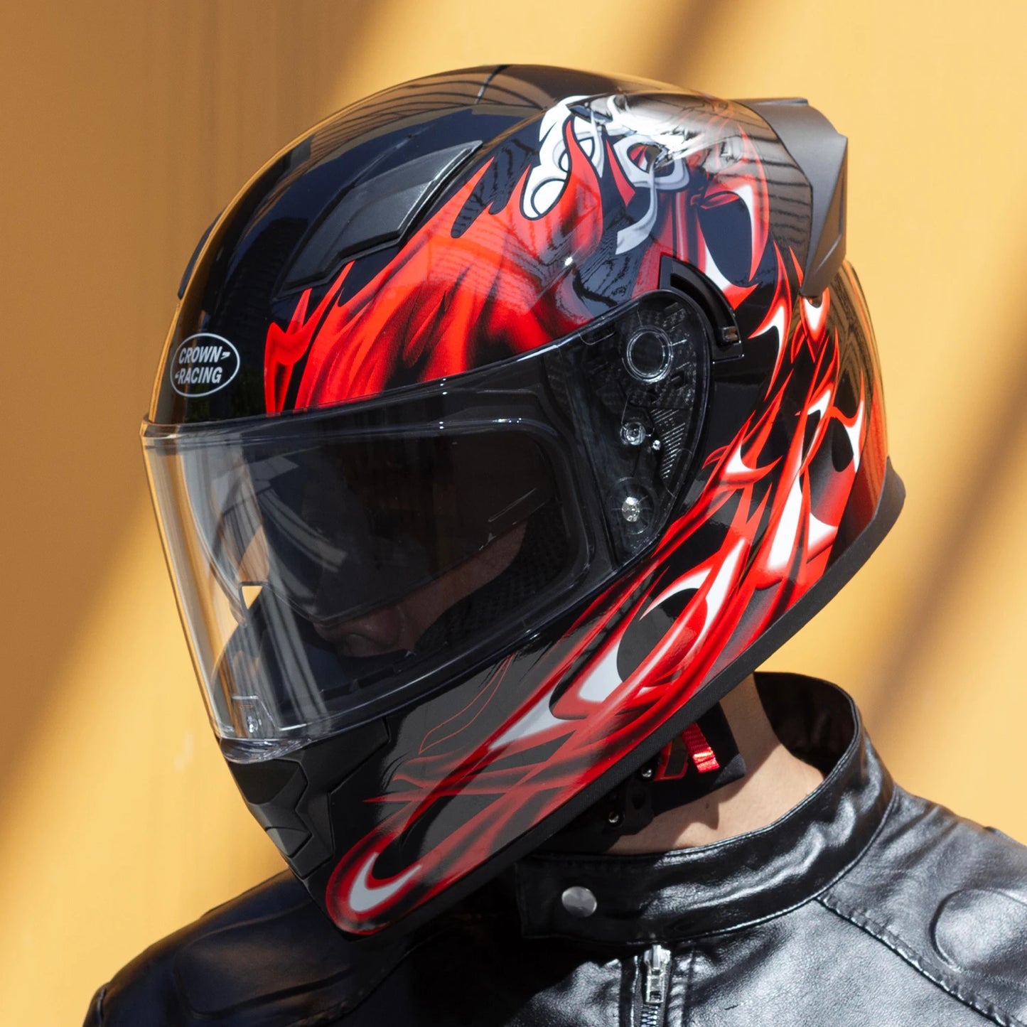 Crown Racing Full Face DOT Helmet With Built-In Sun Visor
