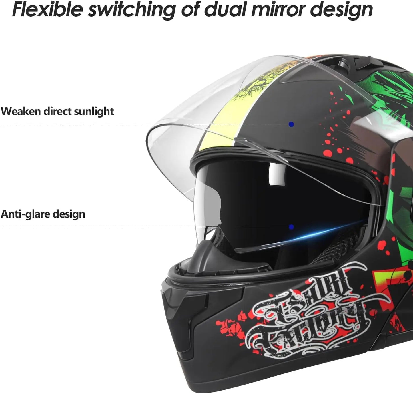 DOT Certified Full Face Modular Lightweight Motorcycle Helmet